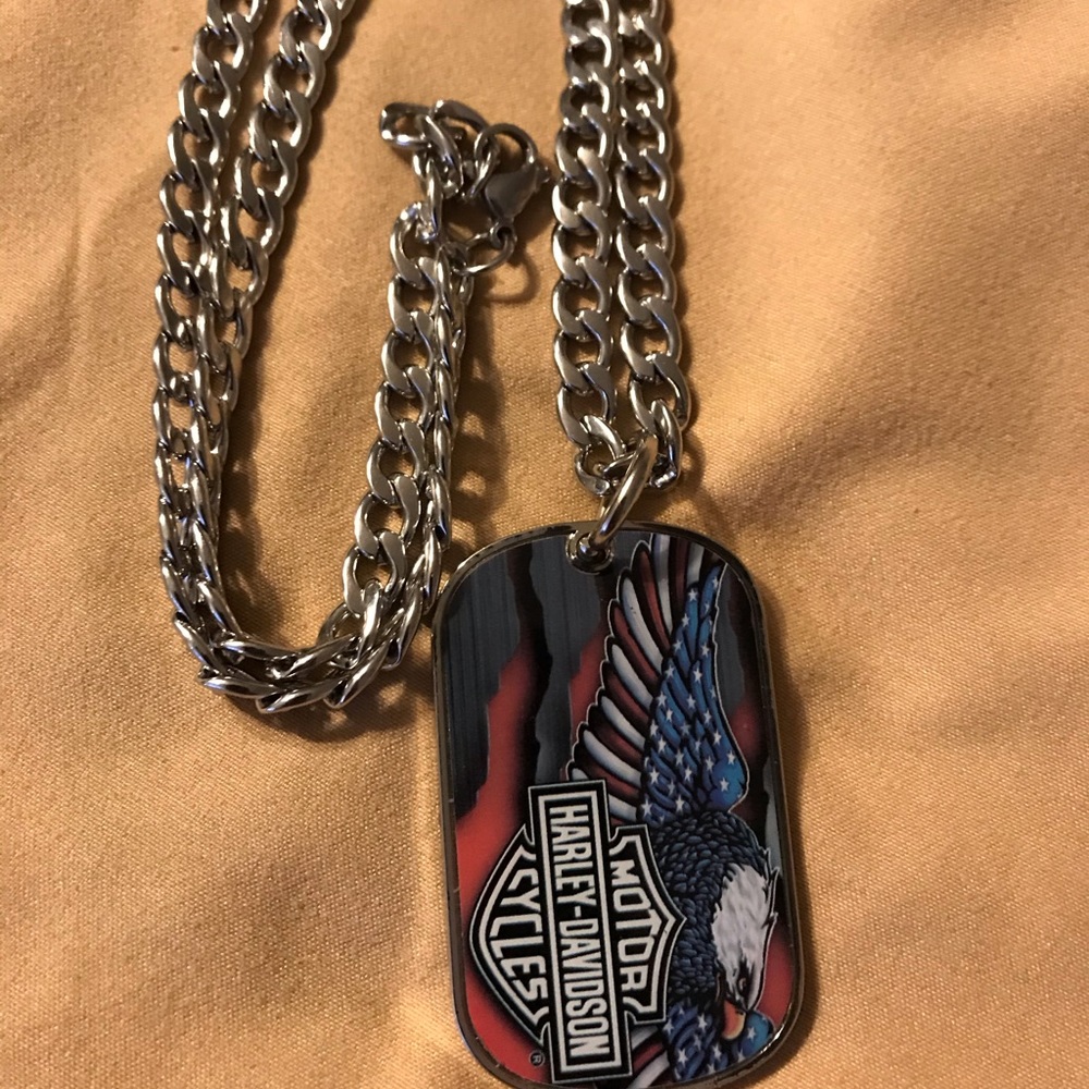 NWOT Harley Davidson Dog Tag Pendant with Chain